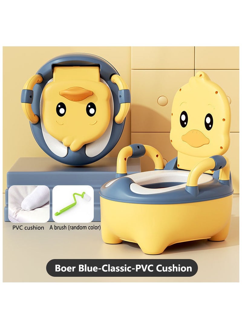 Baby Potty Training Chair with Splash-Proof Detachable Pot - Adjustable Cute Toilet Seat for Toddlers & Early Childhood Development (Boer Blue)