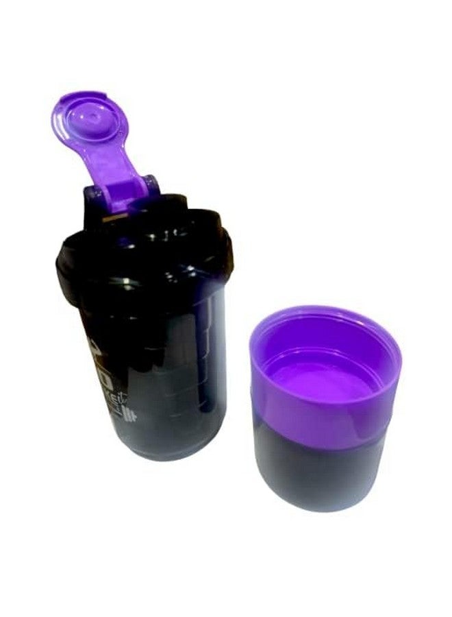 Humcare Humcare Protein Shake Bottle Shakers for Men and women with 2 Storage Compartment Gym shaker bottle for workout and yoga High Density Polyethylene Pack of 1 Black And Purple  - Image 3