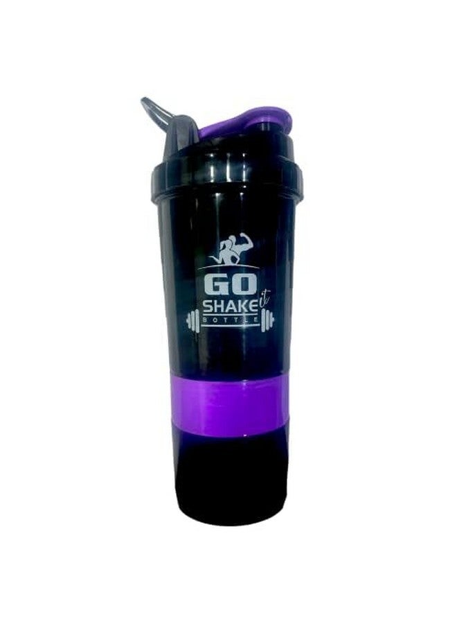 Humcare Humcare Protein Shake Bottle Shakers for Men and women with 2 Storage Compartment Gym shaker bottle for workout and yoga High Density Polyethylene Pack of 1 Black And Purple  - Image 5