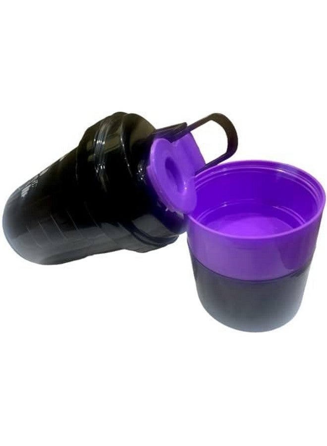 Humcare Humcare Protein Shake Bottle Shakers for Men and women with 2 Storage Compartment Gym shaker bottle for workout and yoga High Density Polyethylene Pack of 1 Black And Purple  - Image 4