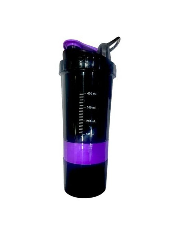 Humcare Humcare Protein Shake Bottle Shakers for Men and women with 2 Storage Compartment Gym shaker bottle for workout and yoga High Density Polyethylene Pack of 1 Black And Purple  - Image 1