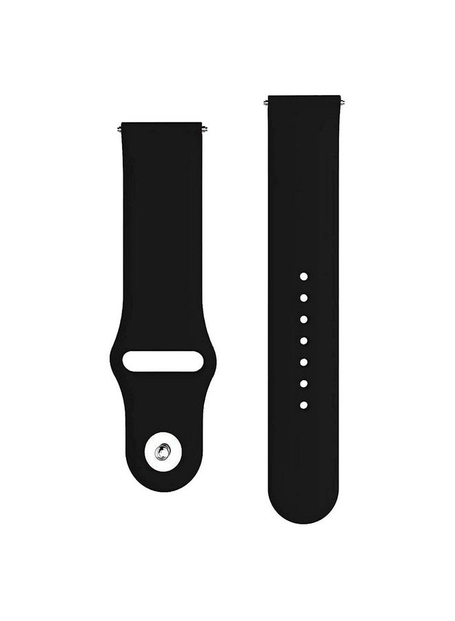 هامبل حزام ساعة ذكية HUMBLE من السيليكون الناعم مقاس 19 مم بأزرار معدنية متوافق مع ساعة Noise Colorfit Pro 2/Oxy/Pulse/Beat، ساعة Boat Storm الذكية والساعات ذات العروات مقاس 19 مم (أسود) - Image 2