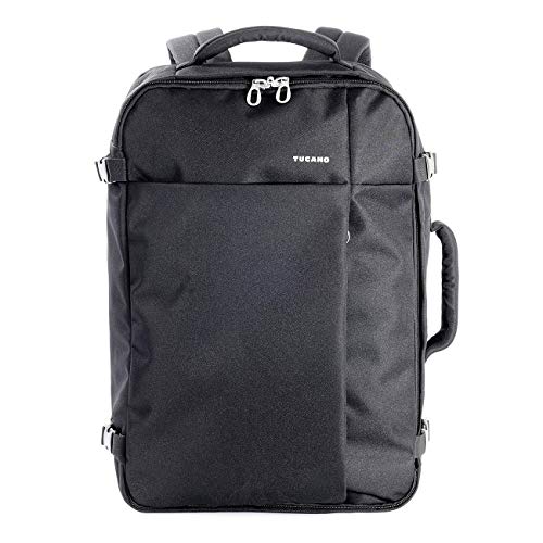 Tucano Italian Brand (35Yrs) Tugo Travel Backpack 38 LTR for Upto 17" Notebook, Specious,Water Repellent, Padded Compartment, can Carry Luggage, Anything You Wish Comes with Four Ways Straps (Black) - Image 1