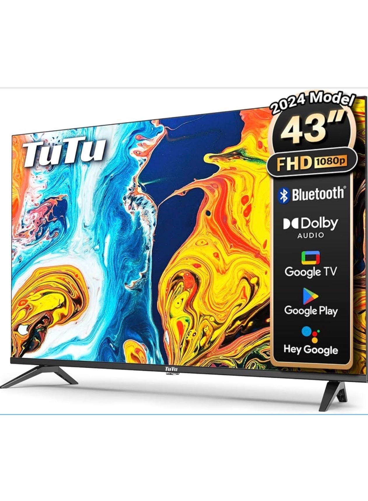 43-Inch FHD Smart TV, Built in receiver, Google TV with Built-in Chromecast & Google Assistance, Hands-Free Voice Control, Dolby Audio, HDR10 & Micro Dimming Technology, Edgeless Design. G43QF Black