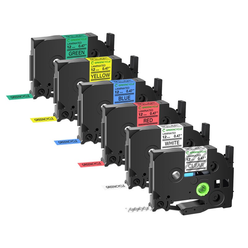 GREENCYCLE 6 Pack Compatible for Brother Ptouch Label Maker Tape TZe 231 131 431 531 631 731 12mm 047 Laminated MultiColor TZe TZ Label Tape for PTH100 D200 D210 H110 D220 D400 D600
