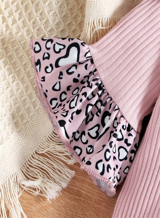 Socutebabe Daddys Girls Baby Clothes Newborn Infant Ruffle Ribbed Long Sleeve Romper Leopard Jumpsuit Bodysuit Summer Outfit (Daddy Pink, 0-3 Months) - Image 4