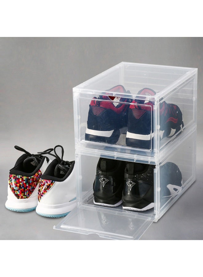 3pcs Clear Stackable Shoes Box With Flip Cover Foldable Stable Thincken Shoes Display Organizer For Closet Dust-proof Space Saving Shoe Rack - Image 1
