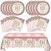 SNIMICS 41PCS Women 90th Birthday Party Decorations Supplies Rose Gold Ninety Year Old Birthday Disposable Tableware Include Plates Napkins Tablecloth For Women Serves 20 - Image 3