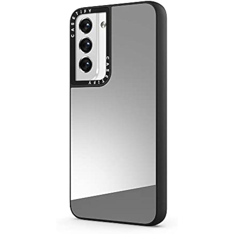 Casetify Mirror Case for Galaxy S22+ - Silver on Black - Image 2