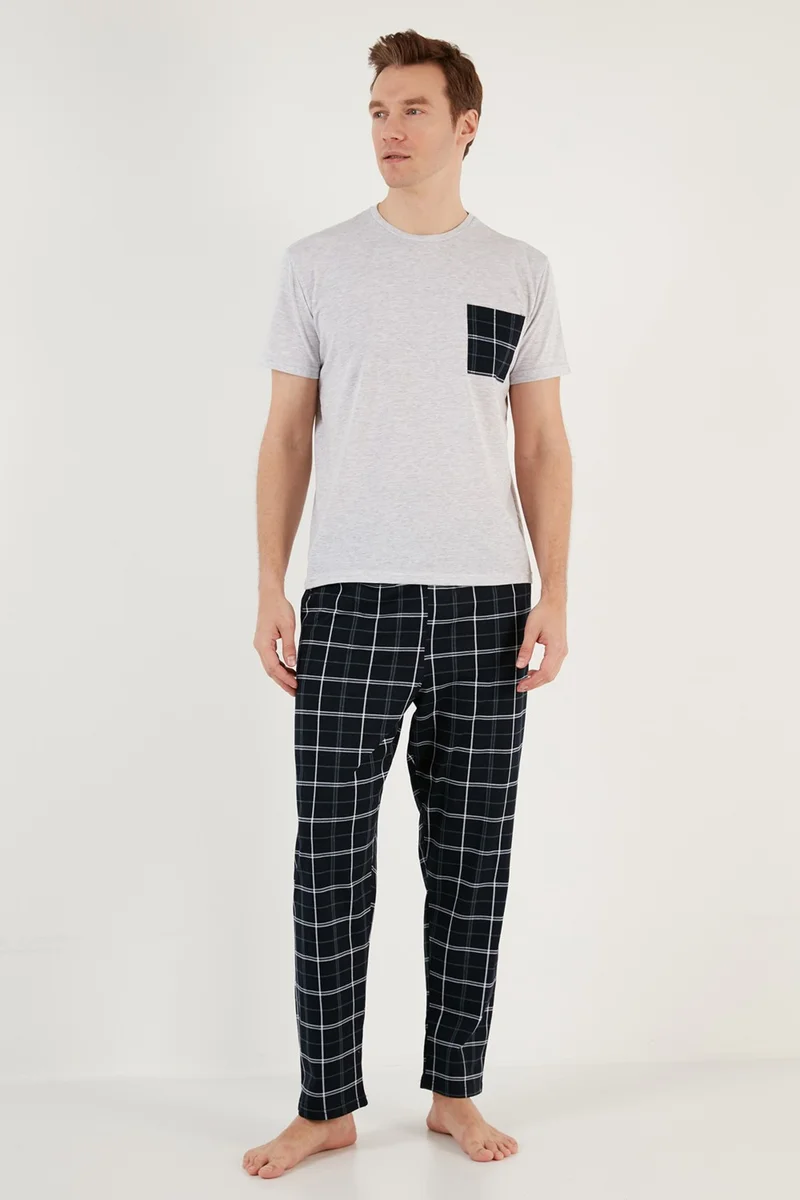 Buratti Plaid Regular Fit Short Sleeve Pajama Set Men's Pajama Set 6572002