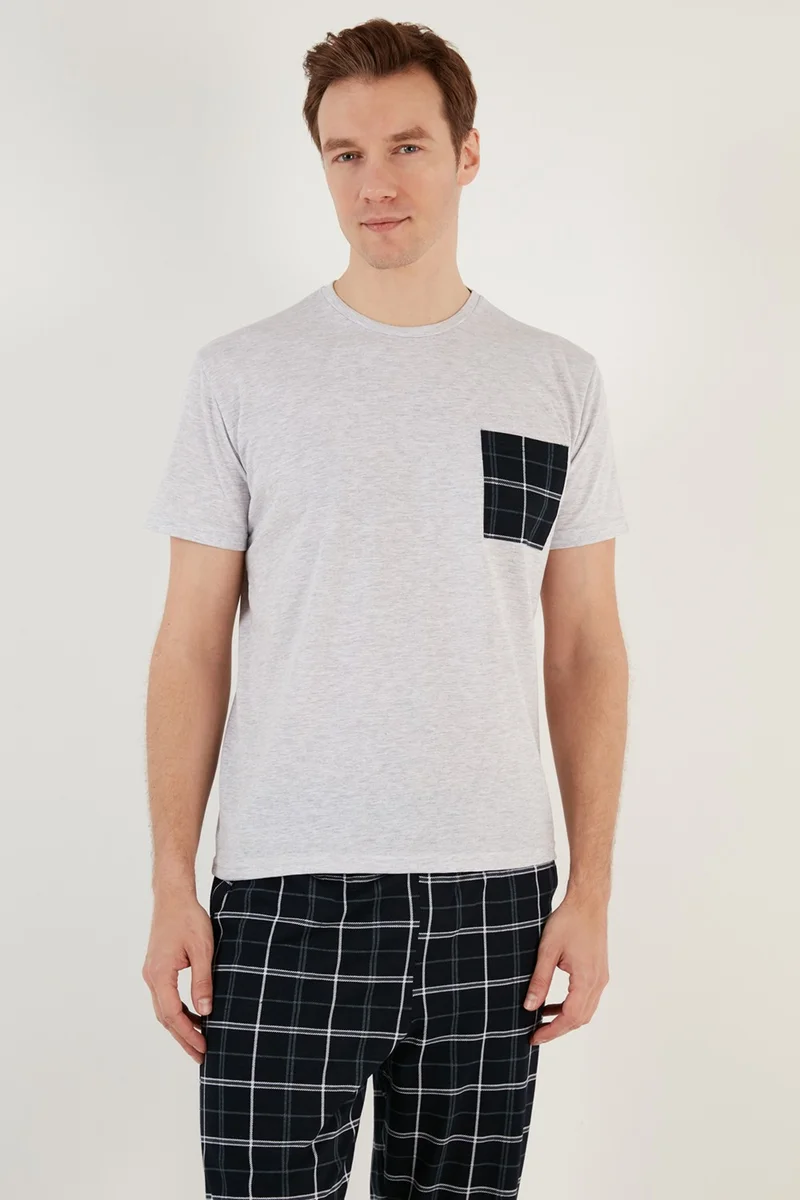 Buratti Plaid Regular Fit Short Sleeve Pajama Set Men's Pajama Set 6572002