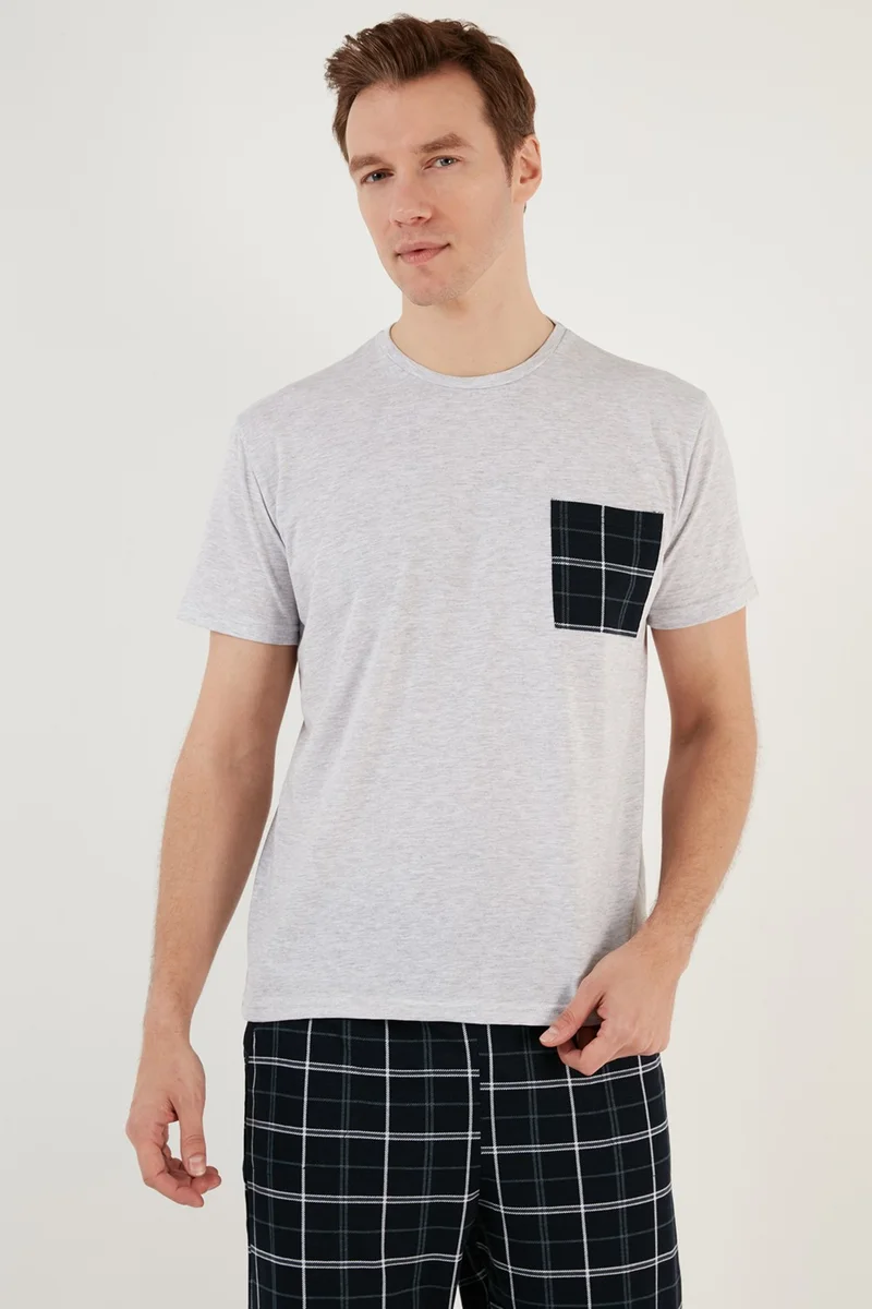 Buratti Plaid Regular Fit Short Sleeve Pajama Set Men's Pajama Set 6572002
