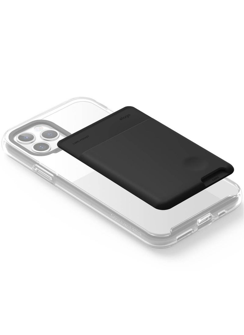 Elago Card Pocket Wallet Card Holder 2-Cards Ultra Slim compatible with iPhone 14,13 and 12 Series, Galaxy Series and Most Smartphones - Black  - Image 1