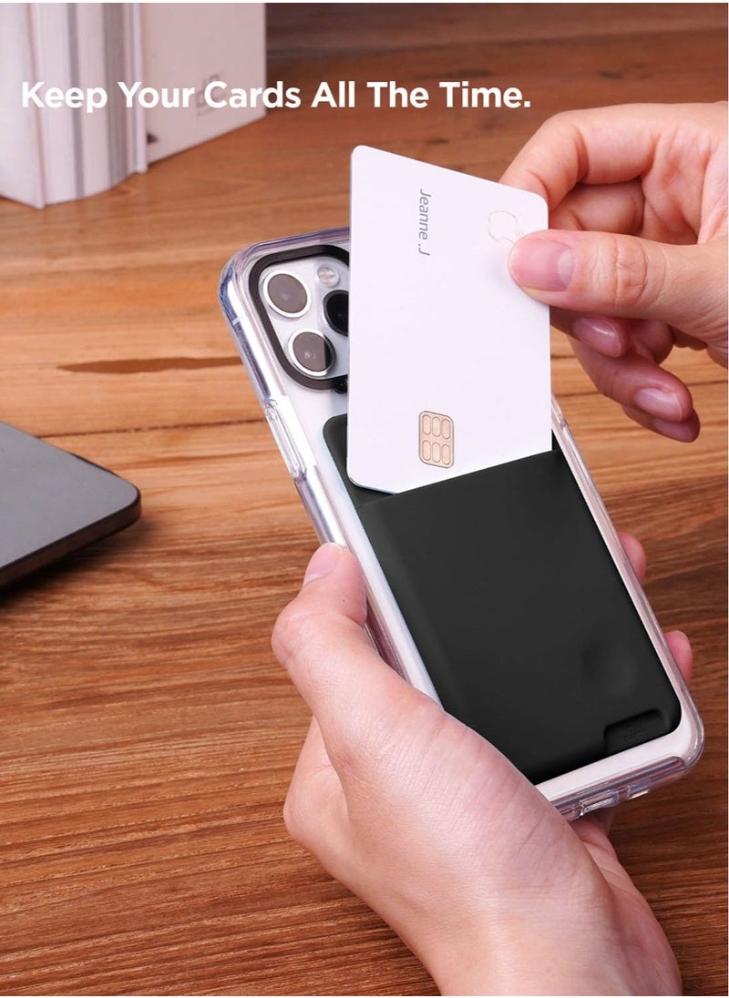 Elago Card Pocket Wallet Card Holder 2-Cards Ultra Slim compatible with iPhone 14,13 and 12 Series, Galaxy Series and Most Smartphones - Black  - Image 3
