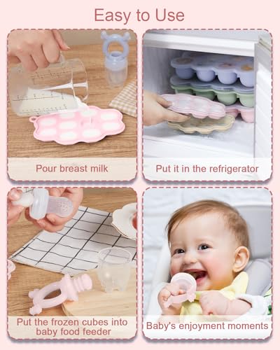 KingKam Baby Food Freezer Trays with Lids (2 Pack), Silicone Nibble Freezer Tray, Breastmilk Popsicle Molds, Baby Food Storage Containers Ice Cube Tray Maker - Image 2