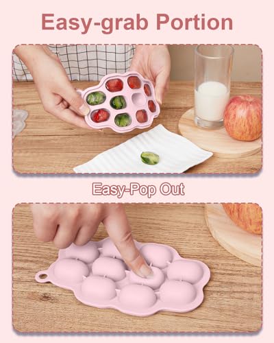KingKam Baby Food Freezer Trays with Lids (2 Pack), Silicone Nibble Freezer Tray, Breastmilk Popsicle Molds, Baby Food Storage Containers Ice Cube Tray Maker - Image 4