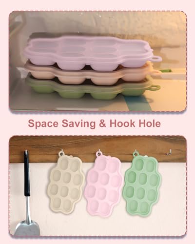 KingKam Baby Food Freezer Trays with Lids (2 Pack), Silicone Nibble Freezer Tray, Breastmilk Popsicle Molds, Baby Food Storage Containers Ice Cube Tray Maker - Image 5