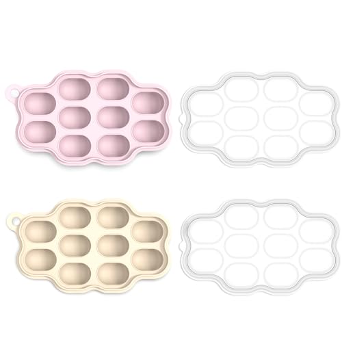 KingKam Baby Food Freezer Trays with Lids (2 Pack), Silicone Nibble Freezer Tray, Breastmilk Popsicle Molds, Baby Food Storage Containers Ice Cube Tray Maker - Image 1