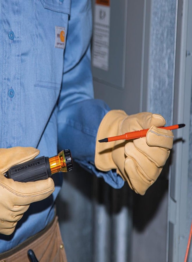 Klein Tools 32288 Insulated Screwdriver, 8-in-1 Screwdriver Set with Interchangeable Blades, 3 Phillips, 3 Slotted and 2 Square Tips - Image 5