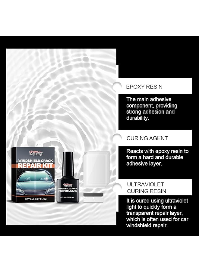 KASTWAVE Car Windshield Repair Kit, Windshield Chip Crack Gone Repair Kit, Automotive Windscreen Tool For Fix Chips & Star Shaped Crack (8Ml) - Image 5