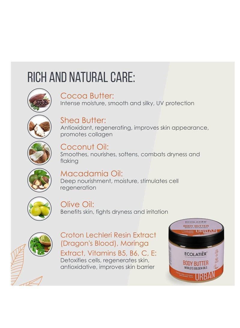 ECOLATIER Body Butter with World's Golden Oils - 98% Natural, Body Lotion For Dry Skin with Cocoa & Shea Butter, Coconut Oil, Vegan Deep Moisturizing Cream for Dry Skin, Suitable for Women & Men, 8.5 Fl Oz - Image 5
