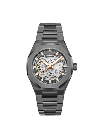 تورنيدو تورنيدو أوتونوفا ساعة أوتوماتيكية للرجال بحزام ستانلس ستيل رمادي