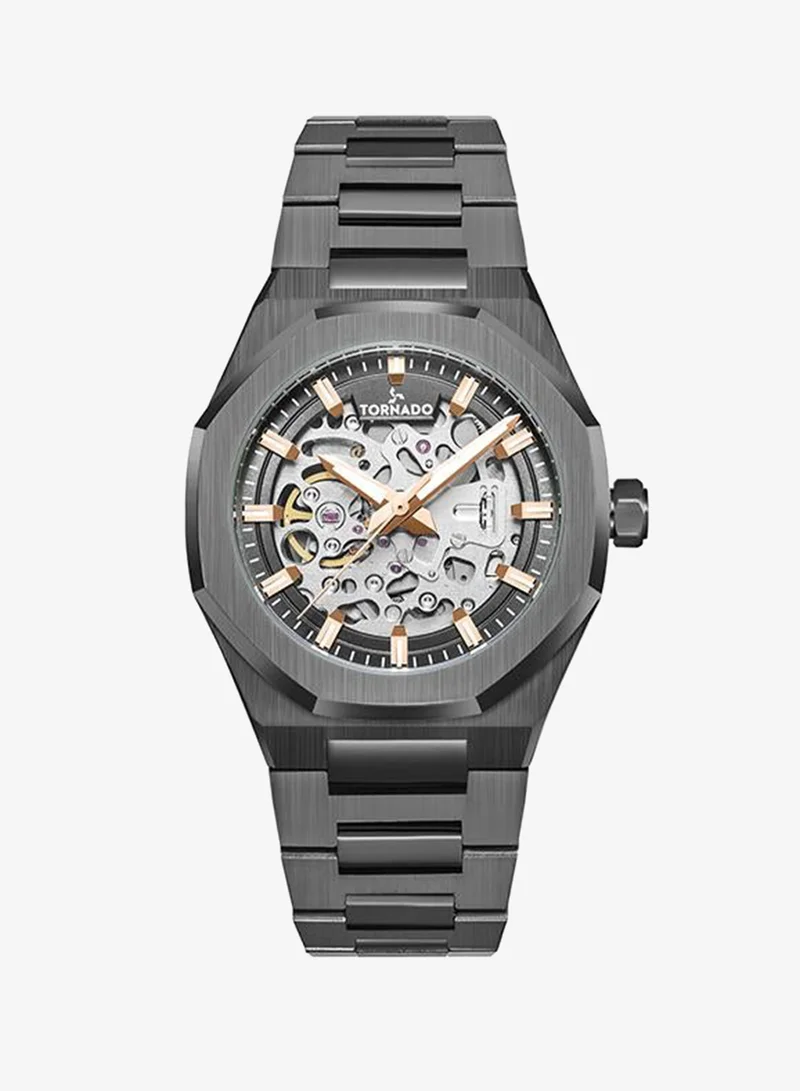 TORNADO Autonova Automatic T24303-Xbxxk Men'S Automatic Display Watch & Stainless Steel Strap Grey