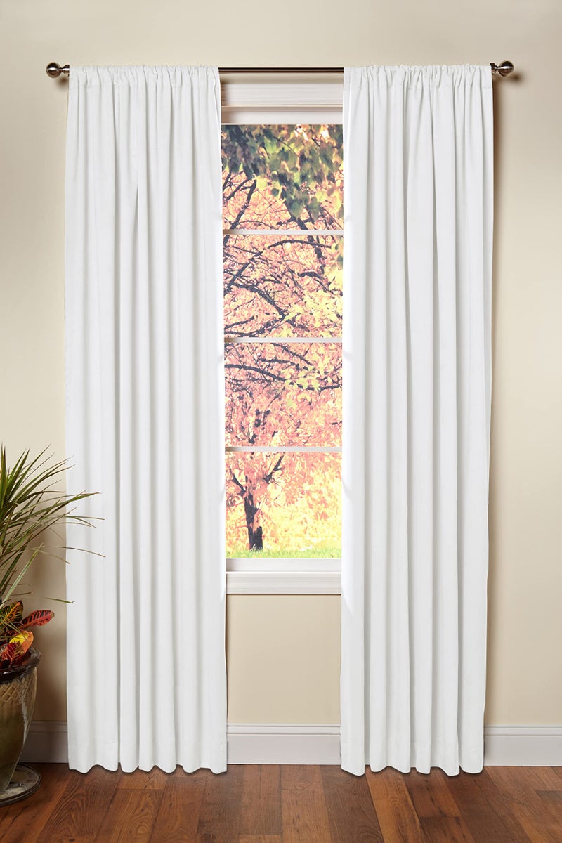 COTTON CRAFT White Curtain Window Panel Drapes - Set of 2 - Thick Cotton Duck Fabric Reverse Tab Top Window Treatment - Bonus Tie Backs - Clean Crisp Elegant Look - Bedroom Living Room - 50 W x 108 L - Image 1