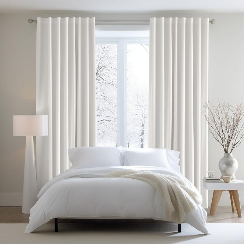 COTTON CRAFT White Curtain Window Panel Drapes - Set of 2 - Thick Cotton Duck Fabric Reverse Tab Top Window Treatment - Bonus Tie Backs - Clean Crisp Elegant Look - Bedroom Living Room - 50 W x 108 L - Image 2