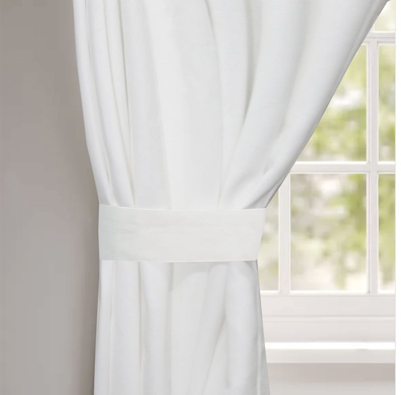 COTTON CRAFT White Curtain Window Panel Drapes - Set of 2 - Thick Cotton Duck Fabric Reverse Tab Top Window Treatment - Bonus Tie Backs - Clean Crisp Elegant Look - Bedroom Living Room - 50 W x 108 L - Image 3