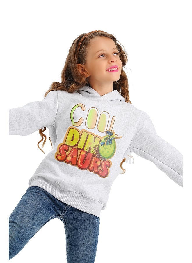 هودي شتوي بناتي مبطن فليس the Dinasour بطبعة