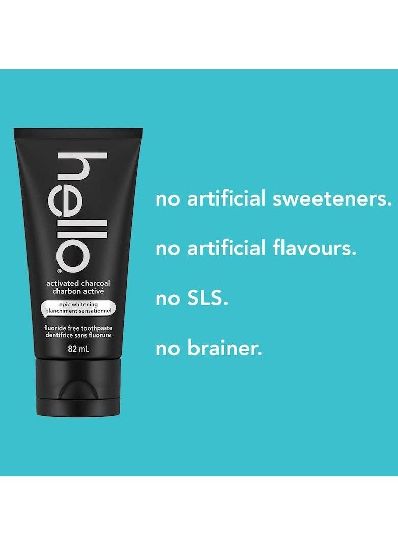 Hello - Hello Activated Charcoal Epic Teeth Whitening Fluoride Free Toothpaste 82ml - Image 1