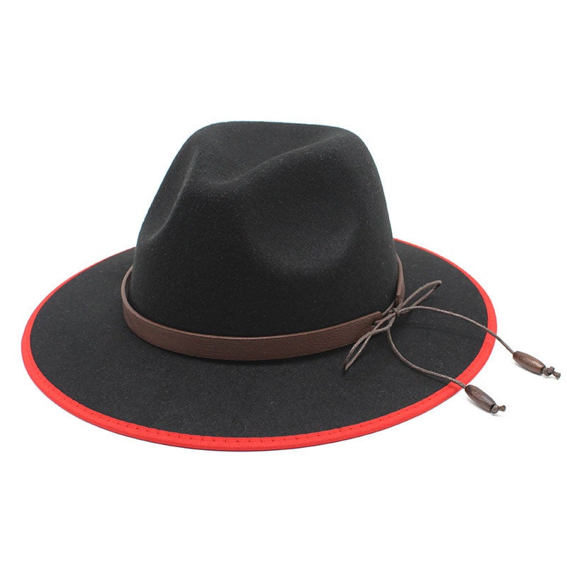 2022 White Coated Woolen Top Hat All-Match Jazz Hat British Wide Brimmed Panama Cowboy Hat for Children Autumn and Winter - Image 1