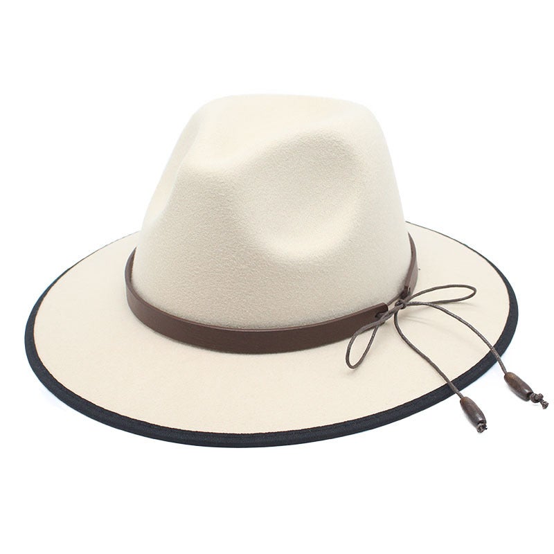 2022 White Coated Woolen Top Hat All-Match Jazz Hat British Wide Brimmed Panama Cowboy Hat for Children Autumn and Winter - Image 5