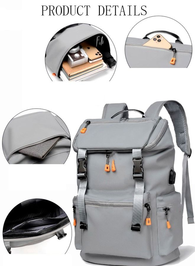 DUNISO Vintage Backpack Travel Laptop Backpack with usb Charging Port for Women & Men School College Students Camping Backpack Grey - Image 3