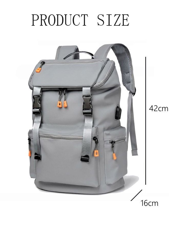 DUNISO Vintage Backpack Travel Laptop Backpack with usb Charging Port for Women & Men School College Students Camping Backpack Grey - Image 4