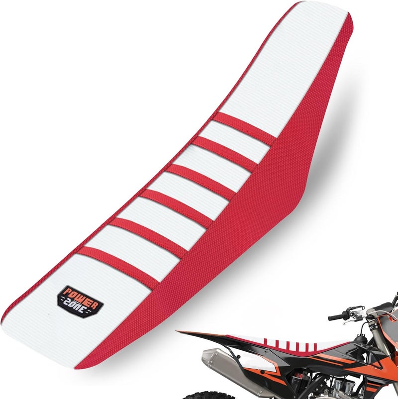 MCHMFG Universal Ribbed Dirt Bike Seat Cover - Red-White - Image 1