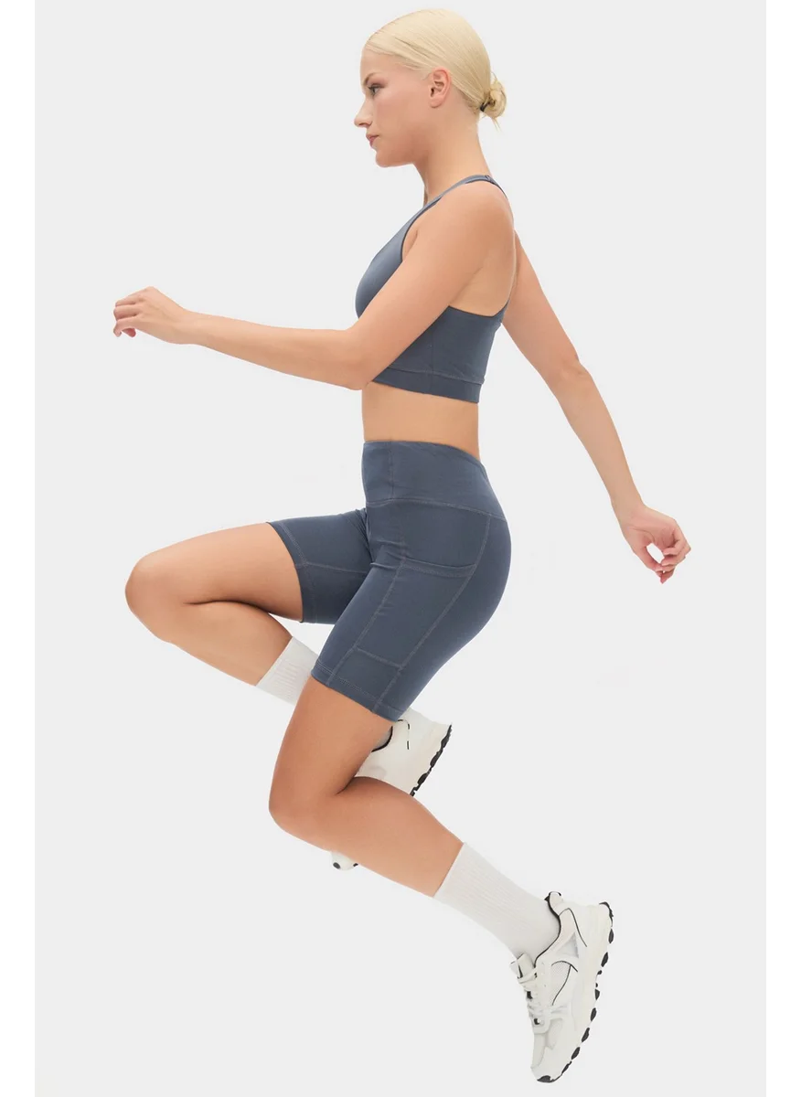 جويستار Women's White High Waist Slimming Double Pocket Short Sports Leggings