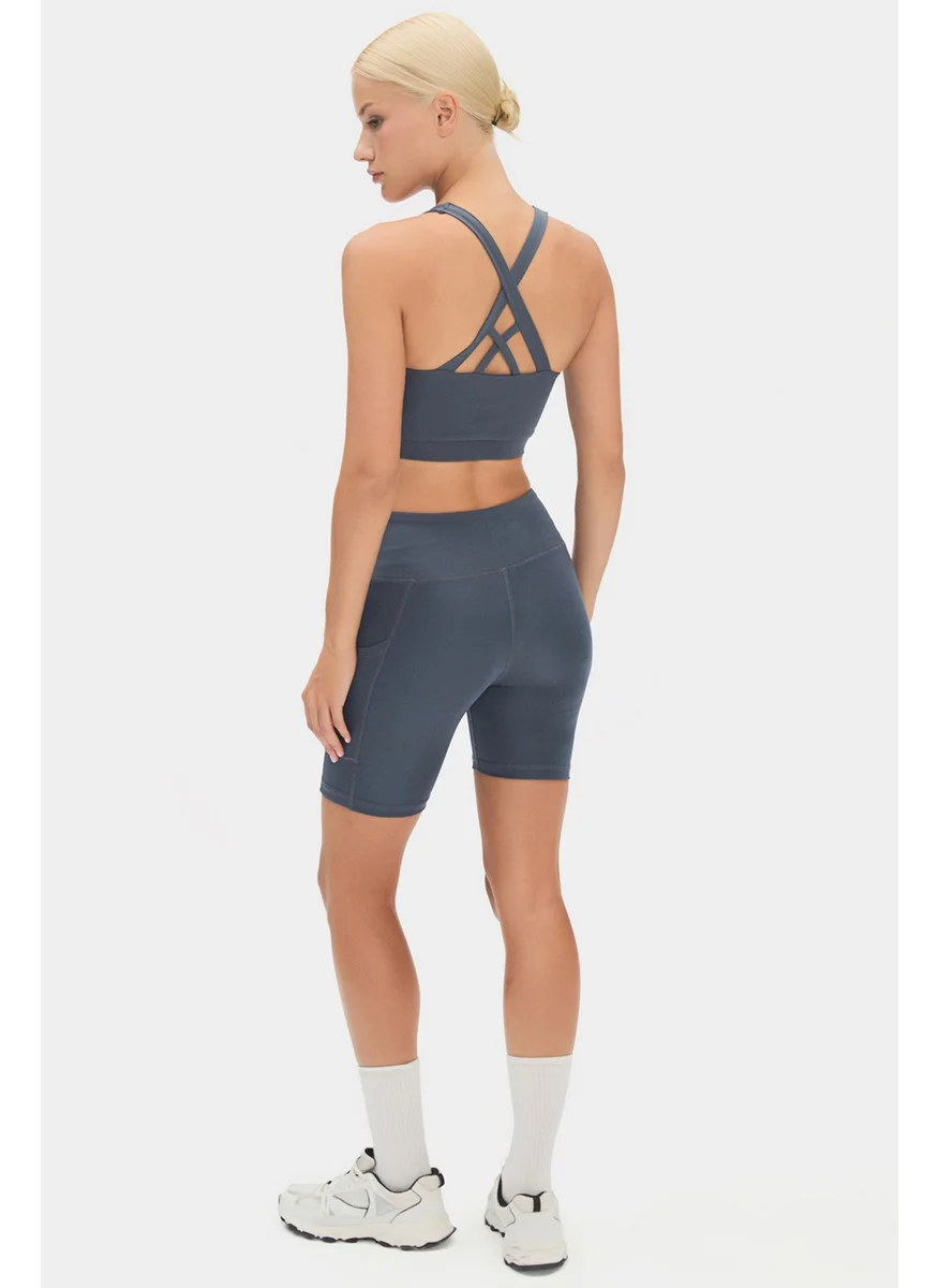 جويستار Women's White High Waist Slimming Double Pocket Short Sports Leggings