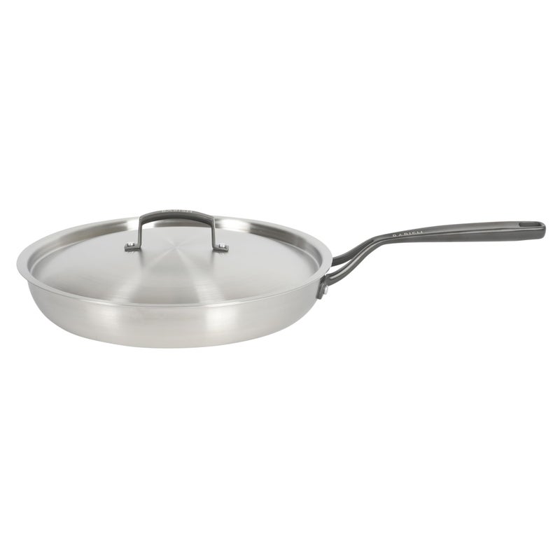 Babish 12-Inch Tri-Ply Stainless Steel Frying Pan with Lid & Black Handle â€“ Professional Grade Skillet for Searing, SautÃ©ing & Even Heat Cooking - Image 1