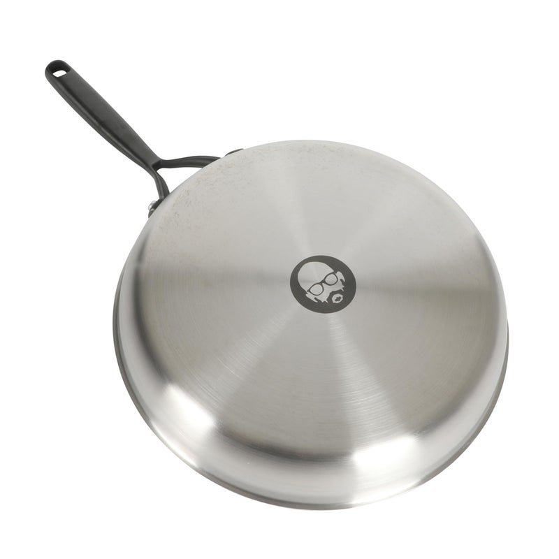 Babish 12-Inch Tri-Ply Stainless Steel Frying Pan with Lid & Black Handle â€“ Professional Grade Skillet for Searing, SautÃ©ing & Even Heat Cooking - Image 5