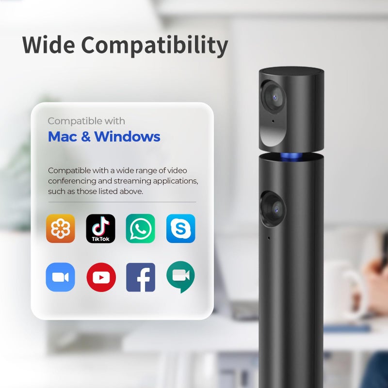 CZUR Halo X Pro Dual Webcam for PC, 1080P Web Camera with Microphone, USB Camera for Computer, 90Â° View, Plug & Play, Compatible with Windows&Mac, for TikTok/YouTube/Yahoo Messenger - Image 5