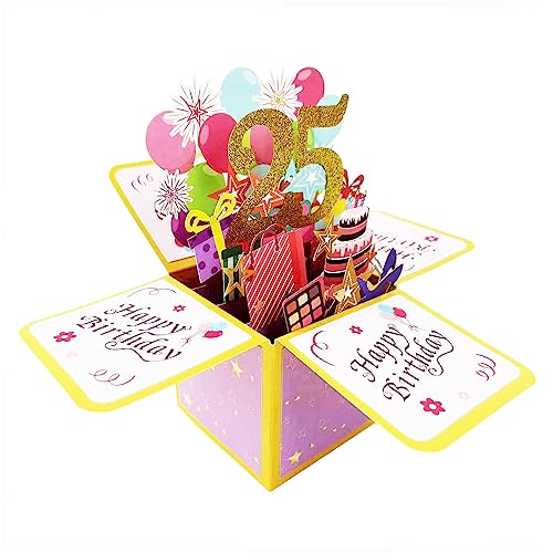 Asmallgf Funny 25th Birthday Pop Up Card for Son Daughter, Cool 25 Year Old Bday Gifts for Men Women, Sweet 25 Birthday 3D Greeting Card for Him Her, Great 25th Bday Gift Idea for Girlfriend Boyfriend - Image 1