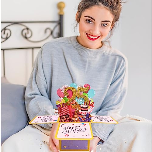 Asmallgf Funny 25th Birthday Pop Up Card for Son Daughter, Cool 25 Year Old Bday Gifts for Men Women, Sweet 25 Birthday 3D Greeting Card for Him Her, Great 25th Bday Gift Idea for Girlfriend Boyfriend - Image 3