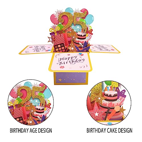 Asmallgf Funny 25th Birthday Pop Up Card for Son Daughter, Cool 25 Year Old Bday Gifts for Men Women, Sweet 25 Birthday 3D Greeting Card for Him Her, Great 25th Bday Gift Idea for Girlfriend Boyfriend - Image 4