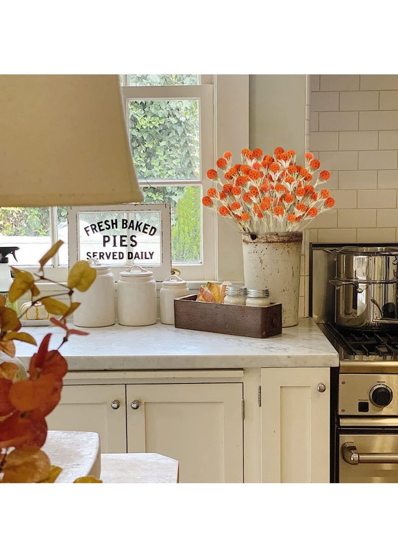 KASTWAVE Fall Dried Flower, 40pcs CrossMedia Billy Button Balls Flowers Orange Dried Flowers Bulk for Autumn Home Vase Kitchen DIY Wedding Table Decor - Image 3