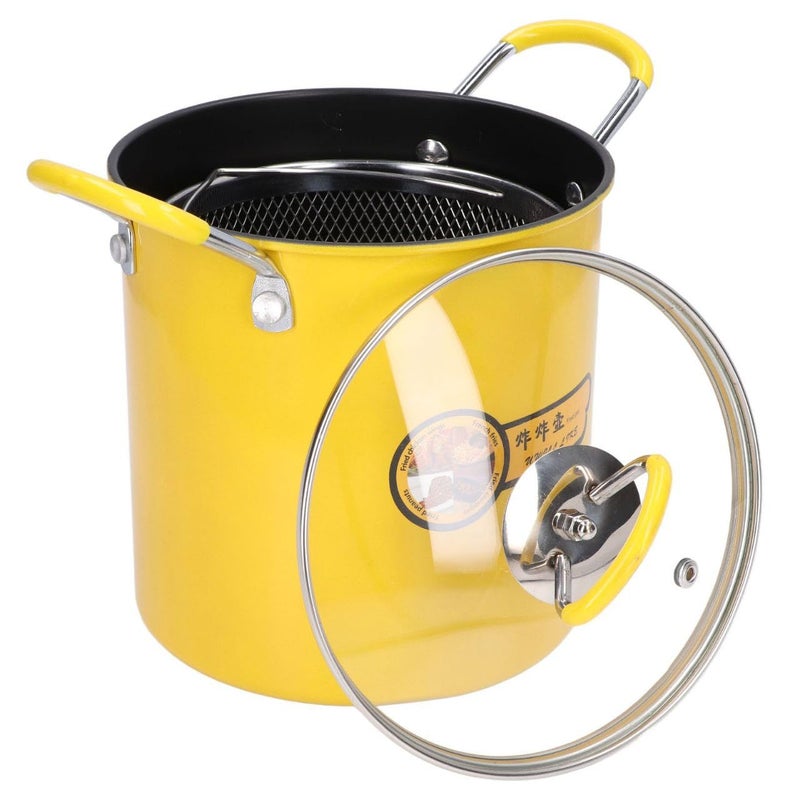Generic Non-Stick Stock Pot with Strainer Basket and Glass Lid, 24 cm, Yellow .em - Image 1