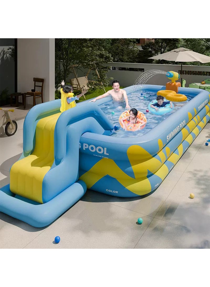 Generic Inflatable Swimming Pool with Slide & Water Sprinkler Family Sized Above Ground Pool for Kids PVC Material  - Image 1