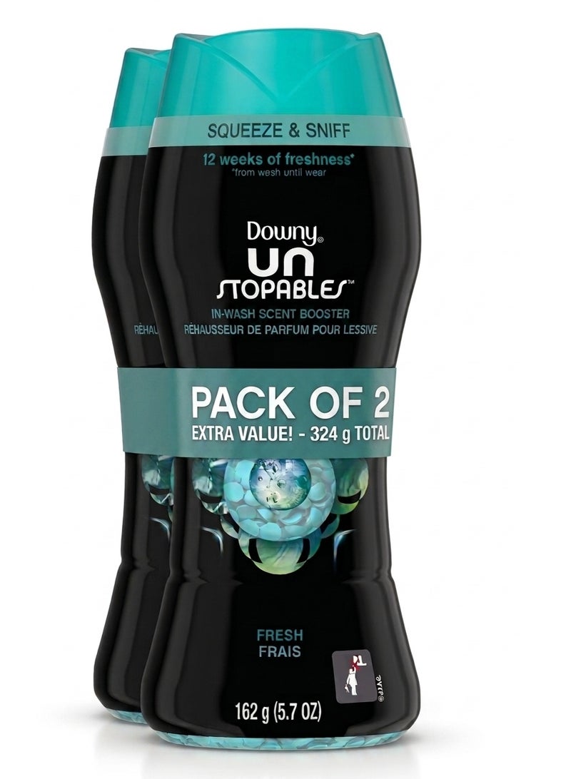 Downy Unstopables In-Wash Scent Booster Pearls, Fresh, 162g (Pack of 2) - 324g Total - Image 1