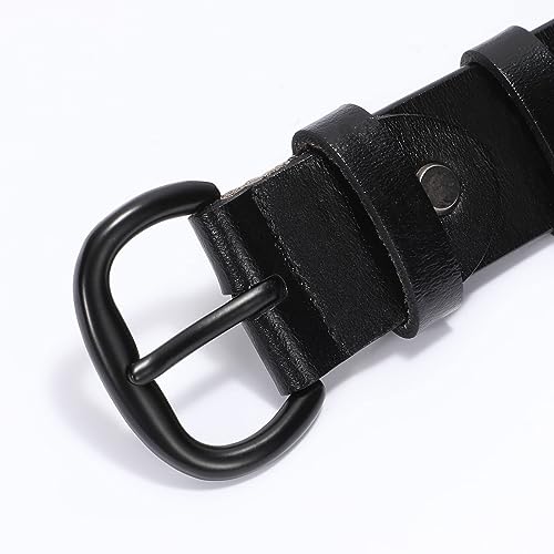 WHIPPY Women Leather Belt for Jeans Pants Dresses Ladies Waist Belt with Black Buckle M - Image 2